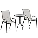 Outsunny Conjunto de Mesa y Sillas de Terraza Exterior de 3 Piezas, Muebles de Jardín Exterior con Sillas Apilables, Encimera de Vidrio y Estructura de Acero, para Patio, Gris Claro