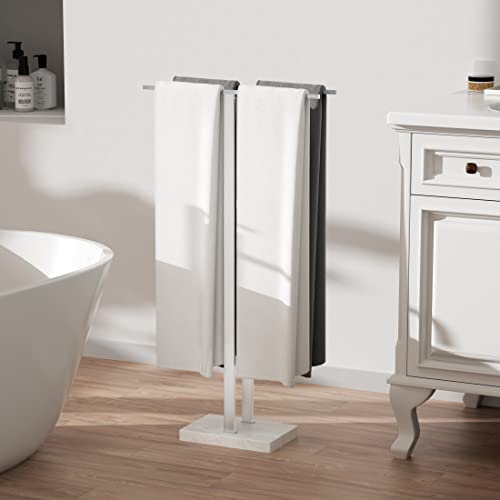 Kes Standing Towel Rack Taller Version, 37" H (Equal Height) Bathroom Towel Rack Stand With Marble Base, Free Standing Towel Holder Stand, Sus304 Stainless Steel Brushed Finish, Bth229-2 #TOP7