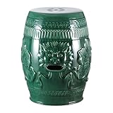 Safavieh Castle Gardens Collection Green Glazed Ceramic Chinese Dragon Garden Stool