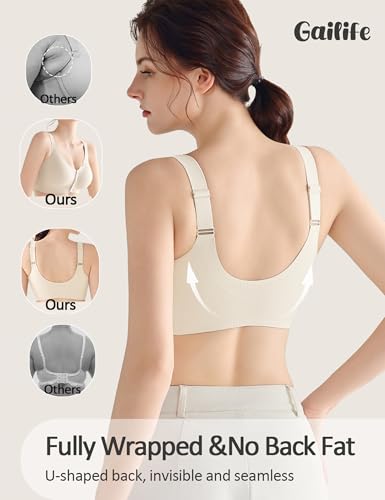 Image of Gailife Jelly Front Closure Bras for Women Wireless Mastectomy Bralettes | adjustable,post surgery,full coverage,no underwire,comfort,convenient,snap,soft,seamless,supportive,compression,old women