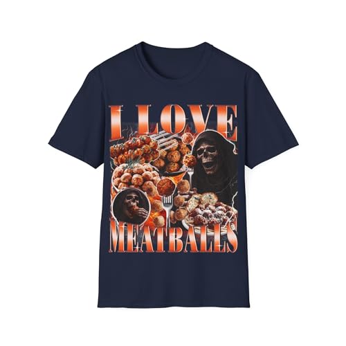 T-shirt I Love Meatballs bleu marine à motif squelette hilarant