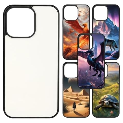 INNOSUB USA Sublimation Phone Cases Set of 5Pcs – Protective Case Compatible with iPhone 14 Pro MAX Includes Aluminum Inserts – Soft Rubber Blank Black Case Cover