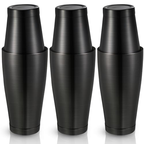 Sabary 6 Pcs Cocktail Shakers Professional Bar Shaker Boston Set Stainless Steel Martini Drink Mixer Basic Tool Weighted Shake Metal Can Cocktail Shaker Set, 18 Oz, 28 oz (Sanding Black) by Sabary - Used condition - US$35.04
