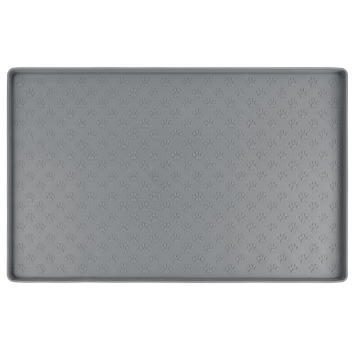 SUNLAND Silicone Pet Feeding Mats for Food and Water Pet Placemat for Dog and Cat Waterproof Non-Slip Feeding Bowl Mat Raised Edge Prevents Residue from Spilling onto The Floor Pets Accessories