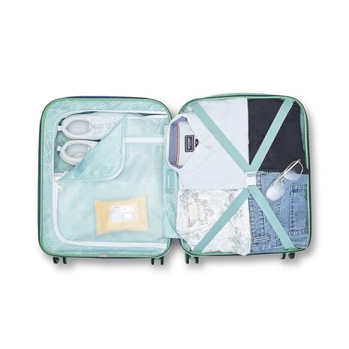 Image of uppercase Helix Solid (Cabin) 56Cm Textured Trolley Bag with Combination Lock, 8 Wheels, Eco Polycarbonate Luggage, Laundry Compartment, Durable Design for Travel - Suitcase for Men & Women Navy Blue