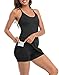 HDE Womens Exercise Workout Dress with Built-in Shorts Sleeveless Athletic Dresses for Golf Tennis Black - L