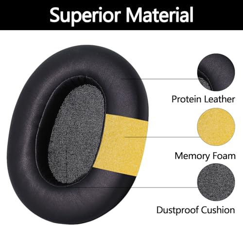Almohadillas para Auriculares Sony ULT WEAR WH-ULT900N - Negro | Cuero Proteico con Espuma de Memoria, Cubiertas de Almohadilla para Orejas, Piezas de Repuesto para Auriculares Over-Ear con Cancelación de Ruido miniatura 3
