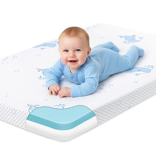 Image of GOODFINDS Pack and Play Mattress, 38"x26" Soft & Firm Memory Foam Pack N Play Mattresses, Baby Mattress for Pack N Play with Non-Slip Bottom Washable Cover