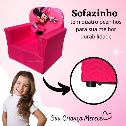 Mini Puff Sofa Kids Infantil poltrona Sofazinho Para Crianças (MINNIE ROSA)
