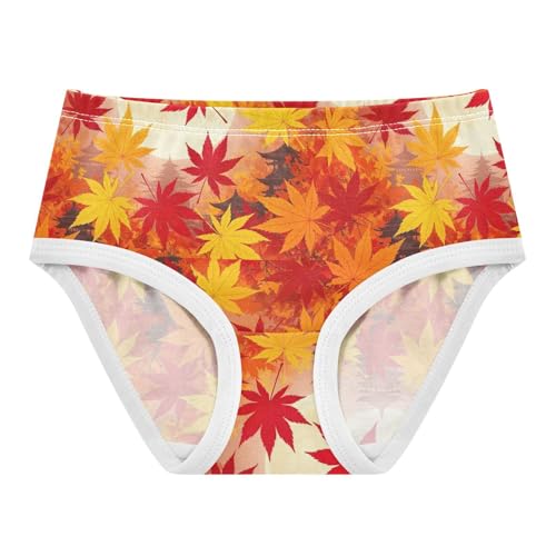 Joisal Vibrant Autumn Maple Leaves Toddler Underwear Floral 2t Cotton Cute Panties Girl Cartoon Undies Kids Briefs