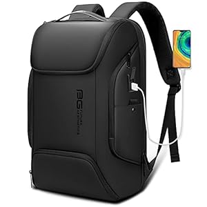 BANGE Laptop Business Männer Rucksack Wasserdicht Große Kapazität Externe Lade Port Tasche Grau Mode Rucksack (Schwarz)