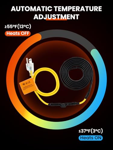 Powerbear Heat Tape For Water Pipes 6Ft, Powerbear Pipe Heating Cable Self-Regulating For Freeze Protection, Heat Trace Cable For Metal And Plastic Home Pipes thumb #6