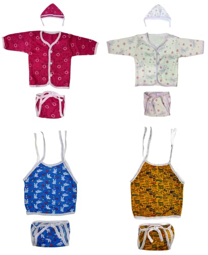 Image of TANGY Hosiery Newborn Baby Boy's and Baby Girls Jhabla Clothing Top Set(Pack of 4)