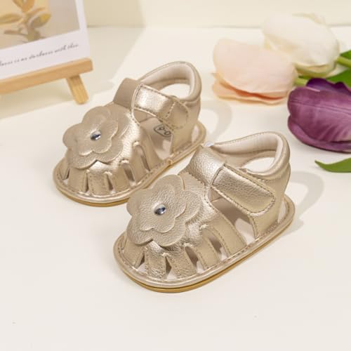 Image of Babelvit Infant Baby Girl Boy Sandals Comfort Premium Summer Outdoor Casual Beach Shoes with Flower Bowknot Anti Slip Rubber Sole Newborn Toddler Prewalker First Walking Shoes