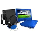 Ematic Portable DVD Player with 9-inch LCD Swivel Screen, Travel Bag, Headphones and TV Tuner, Blue