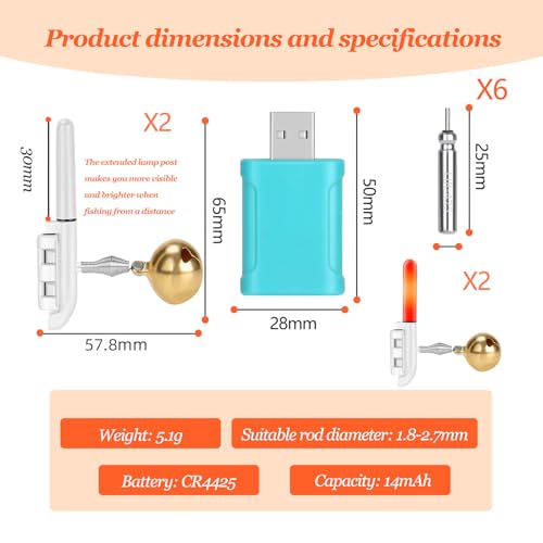 Miniatura 2 de Dongzqan 4 Piezas De Alarmas De Picada Con Luces De Linterna Para Pesca, Alarmas De Pesca, Luz Nocturna De Linterna Para Pesca, Regalo De Pesca, Alarma De Pesca Nocturna Con Cargador Y Batería