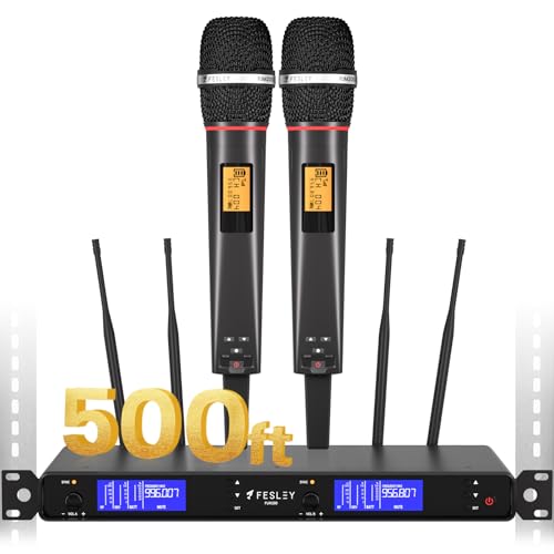 Fesley X Wireless Microphone System, Handheld UHF 500ft