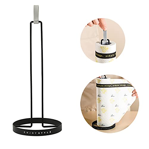 Kitchen Roll Holder, Freestanding Paper Towel Holder Kitchen Paper Roll Holder Countertop Stainless Steel Paper Towel Stand Vertical Paper Hand Towel Holder Paper Towel Dispenser for Bathroom Black