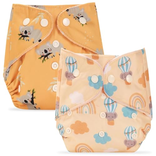 Image of Bumpers Premium & Ultra Soft Reusable Cloth Diaper with Insert Pads | Extra Absorbant, Washable, Waterproof & Adjustable Cloth Diaper for Babies /Kids, 3M-3Years (Combo, Free Size, Beige+Light Pink)