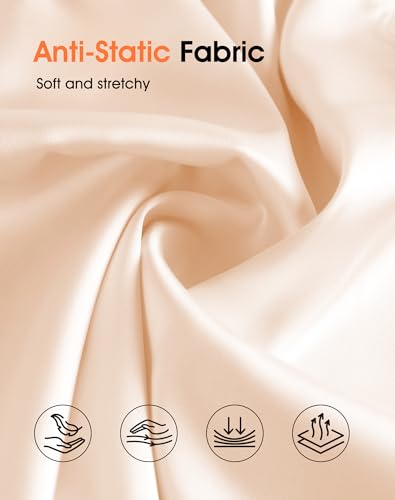 MANCYFIT Half Slips for Women Satin Slip Skirt Under Dresses Anti-Static Side Slit Underskirt2