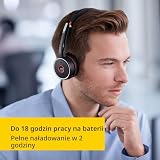Jabra Evolve 75 MS Stereo zestaw słuchawkowy, bezprzewodowy i nauszny, z certyfikatem Microsoft, długotrwałą baterią i stacją ładującą - adapter Bluetooth USB - czarny