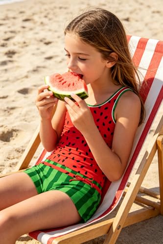 Image of UNIFACO Girls Swimsuits Two Piece Tankini Bathing Suits Boyshort Summer Beach Rash Guard Swimwear for 4-13T