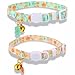 Xinjoduz 2 PCS Cotton Breakaway Cat Collar Flower Pendant Kitten Collar with Bell Cute Kitten Cat Collars with Bell Cute Summer Pretty Flower Collars for Female Girl Cats Male Boy Cats (Pink Green)