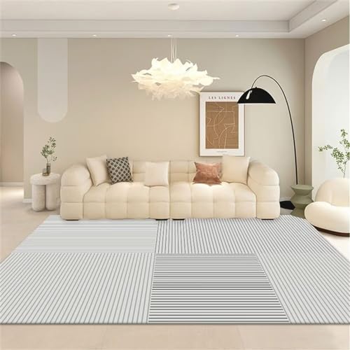 Tapis moderne pour salon à lignes géométriques et finitions soignées - 2
