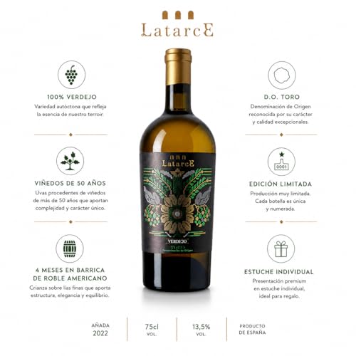 Vino blanco Verdejo de 50 años Latarce Selección D.O. Toro en estuche de 75cl 3