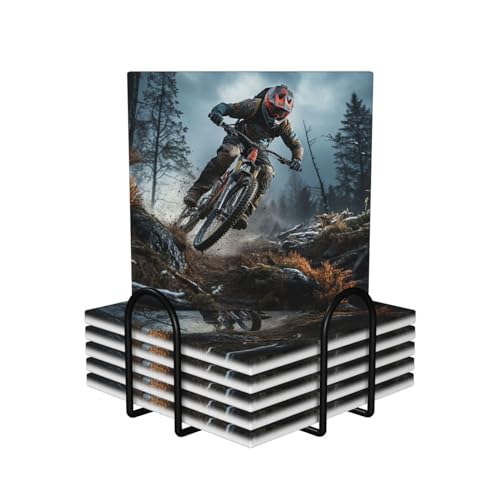 Dessous de verre en céramique VTT avec support de table pour passionnés