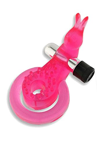Anillo para pene y testículos de gelatina rosa con estimulador de mariposa