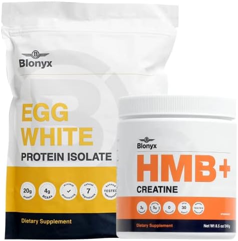 Blonyx Power & Strength Bundle, HMB+ Creatine & Egg White Protein Isolate, 30 Day Supply