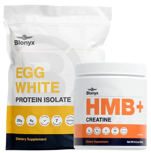 Blonyx Power & Strength Bundle, Hmb+ Creatine & Egg White Protein Isolate, 30 Day Supply #TOP17