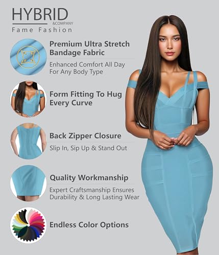 Image of Hybrid & Company Women's Elegant Bandage Dress | Stretch fabric, flattering bodycon fit, elegant silhouette, suitable for cocktail parties, events, and special occasions