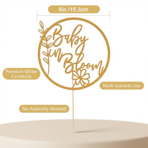 Baby in Bloom Cake Topper - Flower Theme Baby Shower Cake Topper, Floral Baby Shower Gender Reveal Patry Cake Decorations