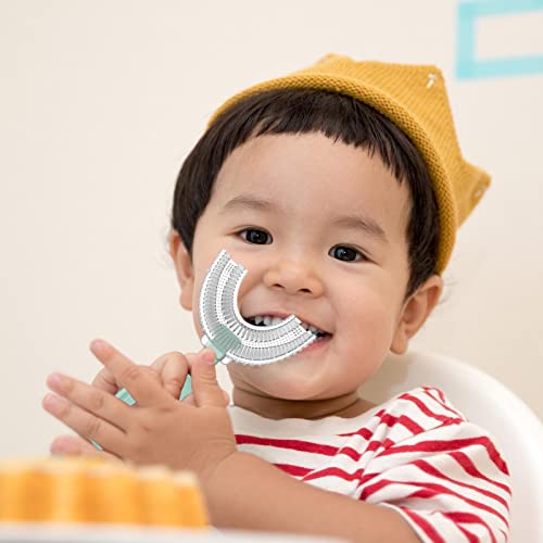 Vecksoy U-vormige tandenborstel kinderen, kindertandenborstels U-vorm met siliconen hoofden voor peuter, tandenborstel met hele mond met handvat 360 ° orale tanden reinigingsontwerp voor peuter tandenborstel leeftijd 2+ - Image 4