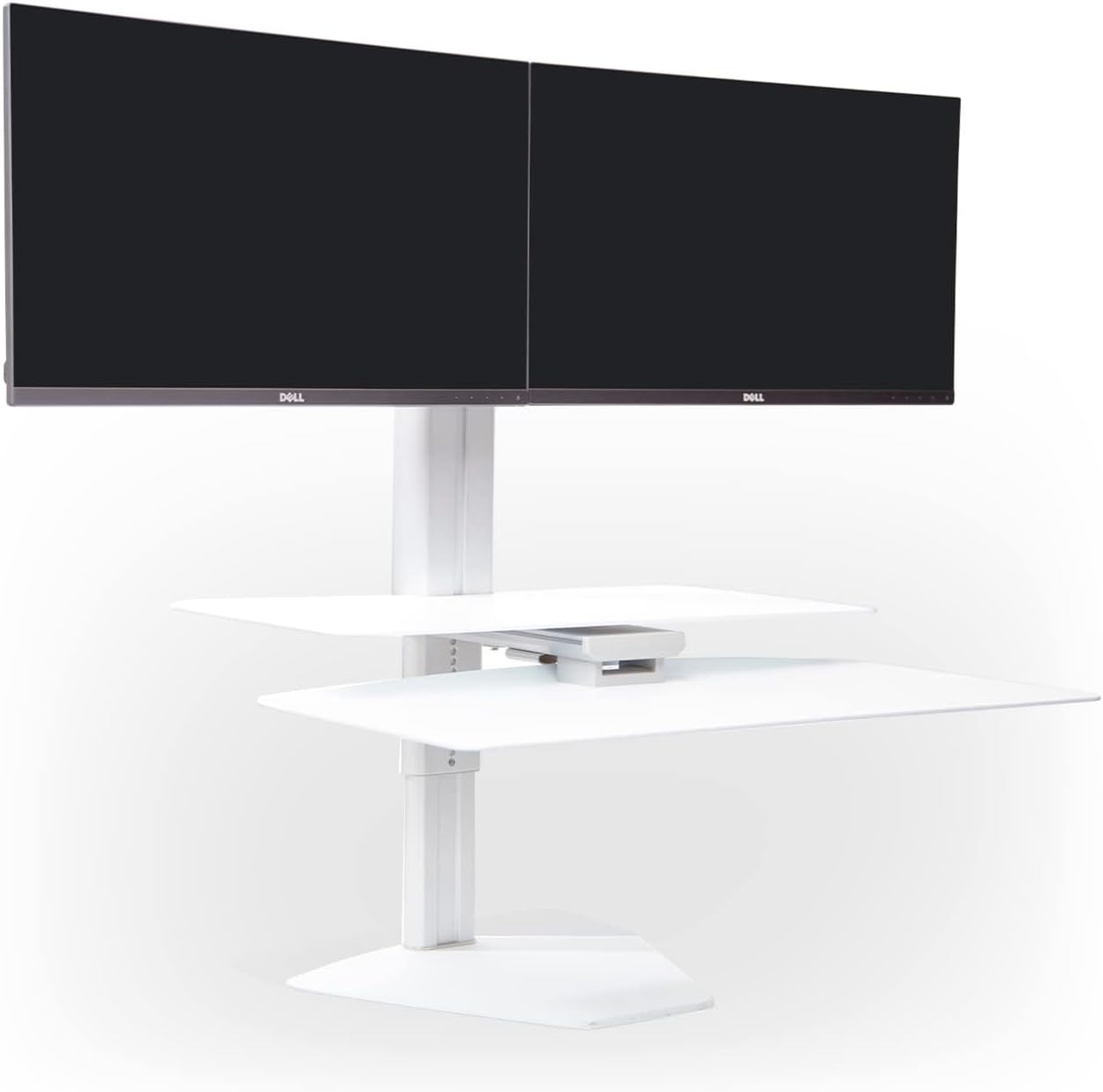Perfect POSTURE Sit2Stand Standing Desk Converter with Dual Monitor Mount - 18 Height Adjustable Sit-Stand Workstation - White