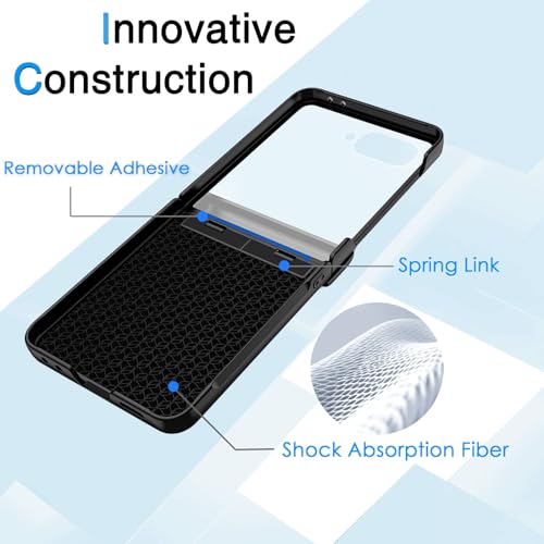 Image of STORMTAL for Samsung Galaxy Z Flip 7 Case with Hinge Protection & Cover Screen Protector, Non-Slip Texture, Scratch Resistant, Shockproof, Rugged Slim Fit Phone Cover for Galaxy Z Flip 7 2025 Black
