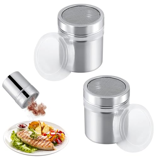 2PCS Flour Shaker & Icing Sugar Shaker Premium Powder Shaker Set Perfect for Baking Sifting Dusting & Decorating Cakes Smooth Sifting BPA-Free Easy to Use