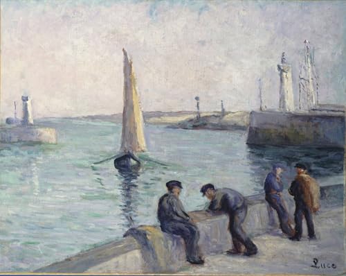Toile murale abstraite les pêcheurs sur le quai de Maximilien Luce pour salon