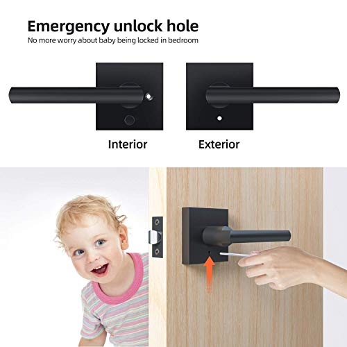 Ohuhu Black Door Handle, 6 Pack Interior Door Handles, Door Knobs Interior+Front Door Lock Set, Entry Door Lever And Deadbolt Lock Set #TOP1