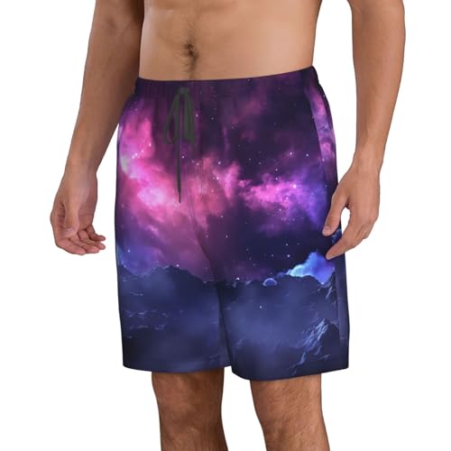 Men's Swim Trunks Quick Dry Board Shorts Mens Bathing Suit Swimsuits Magic Galaxy Sky Purple Beach Shorts with Pockets3