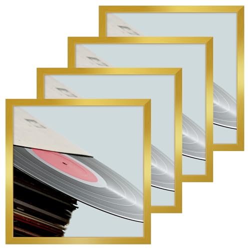 eletecpro Vinyl Record Frame, 12.5 x 12.5 in, Gold, 4 Pack