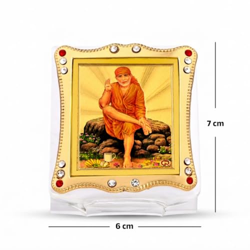 Image of Sai Baba Sitting on Stone Idol for Car Dashboard Home & Office Showpiece Decor