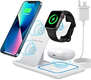 RARF Wireless Charging Station 3 in 1, 18W Fast Foldable Wireless Charger with Plug Compatible with iPhone 14/13/12/11 Series, iWatch Ultra 8/7/6/5/4/3, AirPods 3/2/pro/pro 2