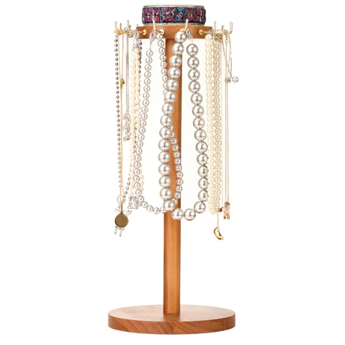 IME Necklace Stand Holder Wooden Jewelry Organizer Necklace Display Tower Jewelry Display Tree Stand Jewelry Holder for Necklaces Earring Bracelets