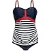 Produktbild Herzmutter Umstands-Tankini-Schwangerschafts-Bademode - Zweiteiler-Badeanzug für Schwangere - Bandeau-Tankini-Set - Streifen-Muster-Punkte - Übergrößen - UV-Schutz 50-7000 (Blau-Weiß, M, alt)