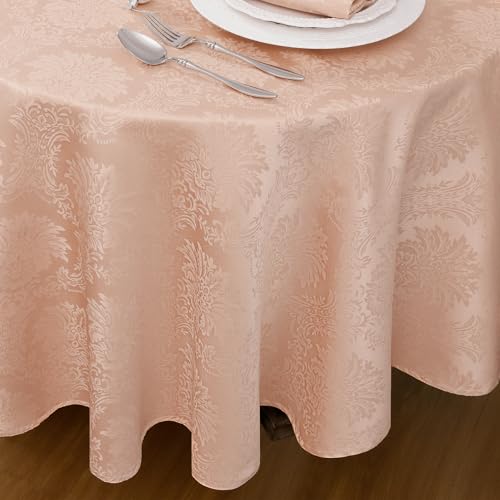Nappe ronde 160 cm rose jacquard extérieure grande table - 6