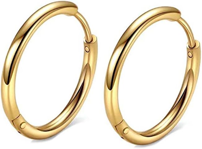 316L Surgical Stainless Steel Huggie Hoop Earrings 6mm 8mm 10mm 11mm 12mm 14mm Hypoallergenic Earrings Hoop Cartilage Helix Lobes Hinged Sleeper Earrings For Men Women Girls