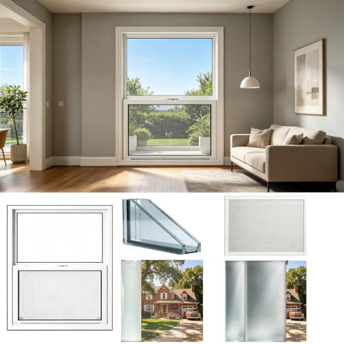 Image of Aluminum Single Hung Sliding Window, 12–59in, Double-Pane Insulated Tempered Glass,Sound-Reducing Thermal Window for Residential & Mobile Home Use Window Replacement